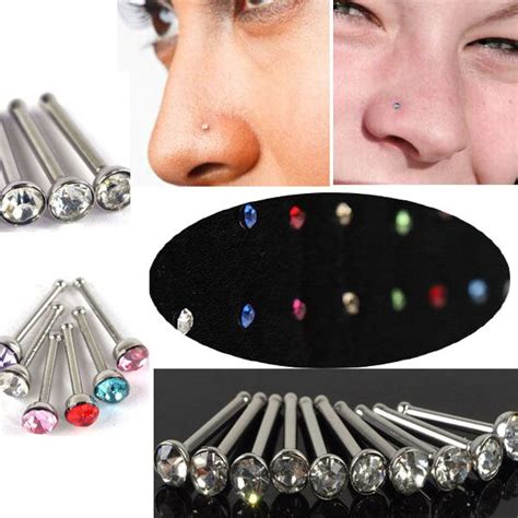 40 Pcs Fashion Clear Crystal Nose Stud Crystals Piercings