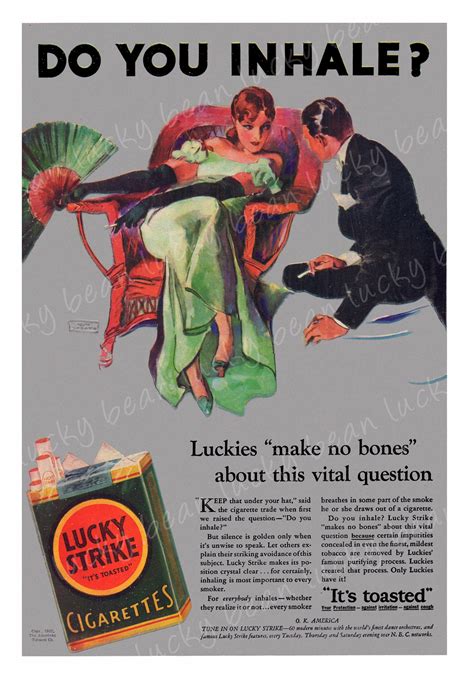 Vintage Lucky Strike advert.1930's cigarette ad.Digital | Etsy