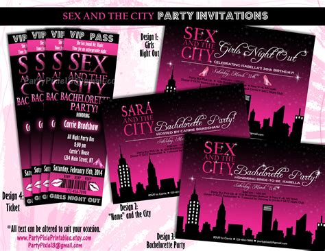 Sex And The City Party Invitations Bachelorette Girls Night