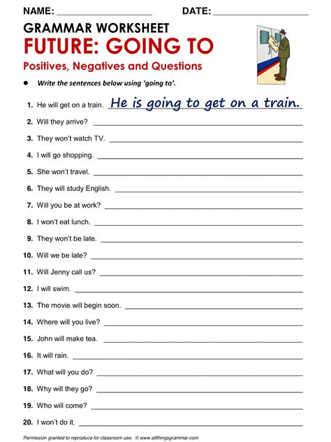 A Printable Worksheet With The Wordsfuture Going Toand An Image Of