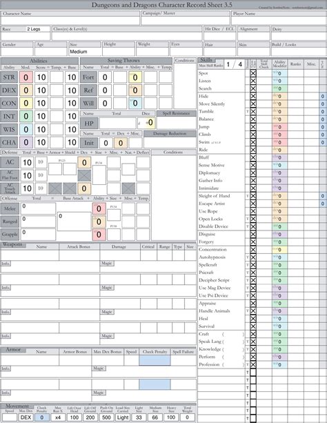 Dungeons And Dragons 35 Character Record Sheet Download Fillable Pdf