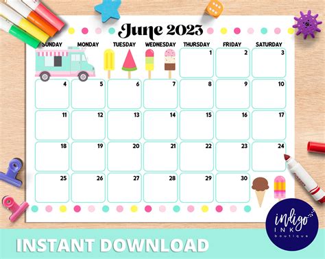 June Calendar 2023 Instant Download Monthly Planner Digital Etsy México