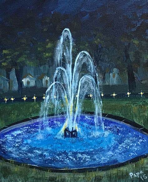 Acrylic Painting Water Fountain Water Painting Fountain Night