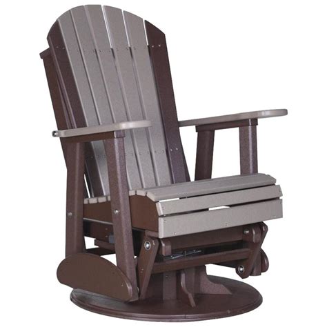 Amish Orchard 2 Adirondack Outdoor Swivel Glider Chair In Weatherwood