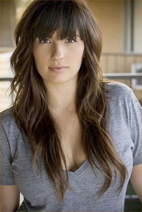 collection of long layered hair with heavy bangs long layered haircuts with bangs long layered