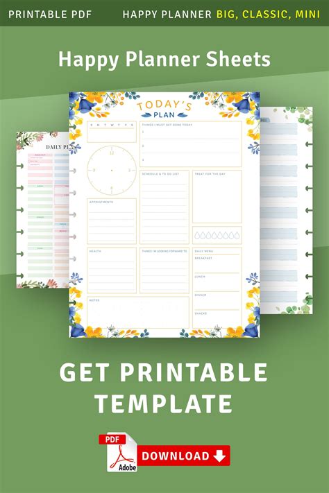 Dated Daily Happy Planner Printable Insert Day At A Glance Etsy