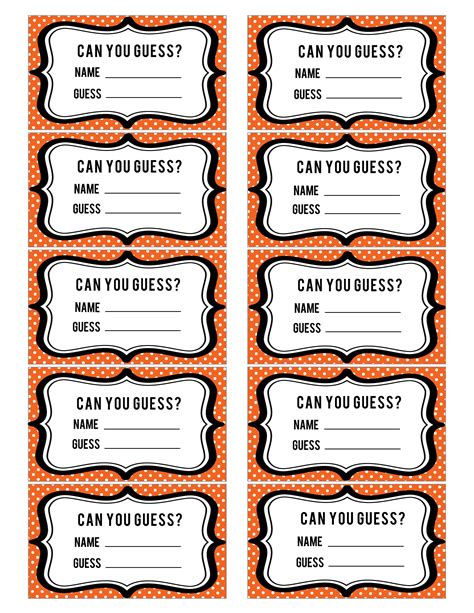 Printable Candy Jar Guessing Game Template Printable Word Searches