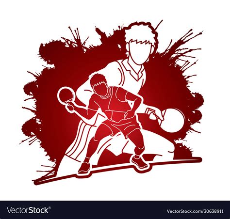 Group Ping Pong Players Table Tennis Players Vector Image