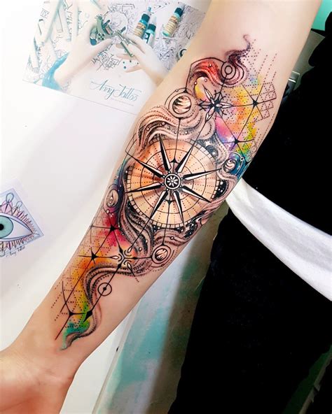 Arrow Compass Tattoo Watercolor Viraltattoo