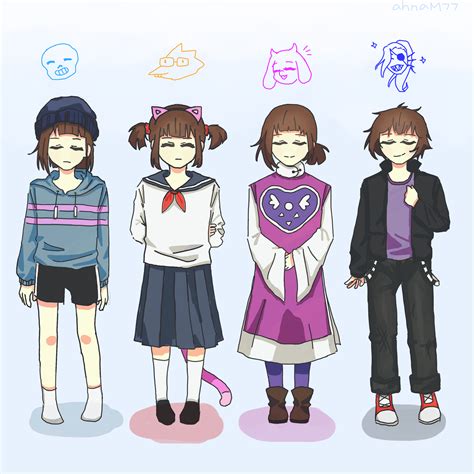 I Drew Frisk Wearing Different Clothes And Hairstyles For A Change