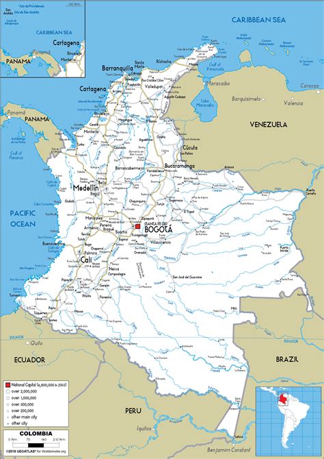 Large Size Road Map Of Colombia Worldometer