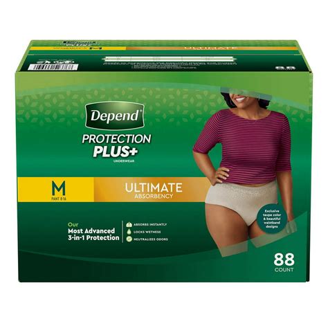 Depend Protection Plus Ultimate Underwear For Women Medium 88 Count