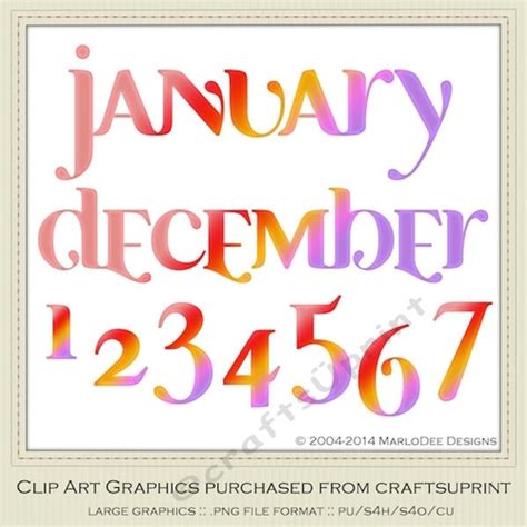 Calendar Months And Date Graphics Mix Colors Set 2 Cup71906170864