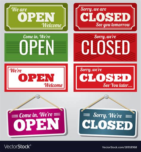 Open And Closed Store Signs Royalty Free Vector Image
