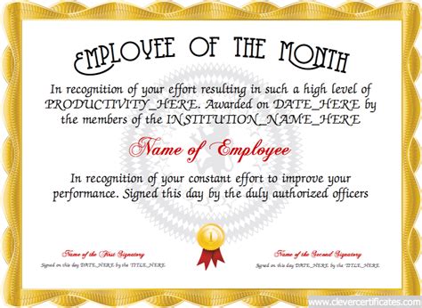 Reward your best employee with theis printable employee of the year certificate, which is grey with flowers. Employee of the Month Certificate Designer | Free ...
