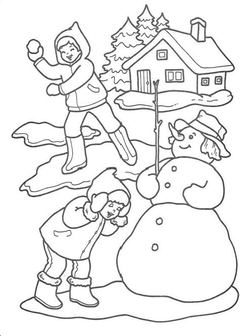 Planse De Colorat Cu Copii Care Se Joaca Iarna Desene De Colorat