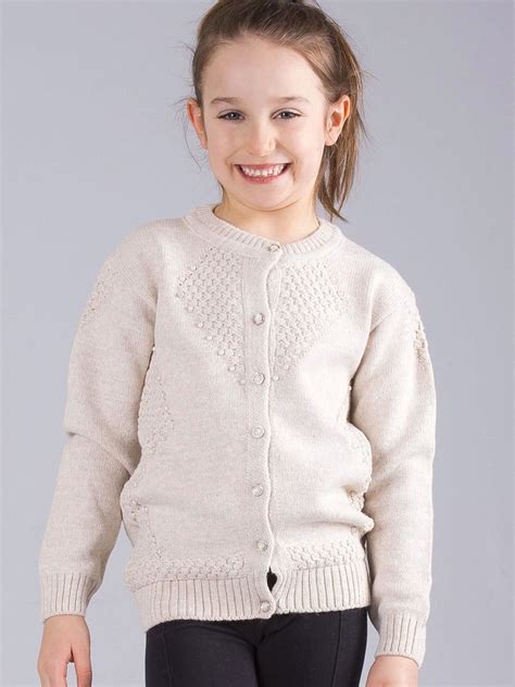 Beżowy Rozpinany Sweter Dla Dziewczynki Z Perełkami Dziecko