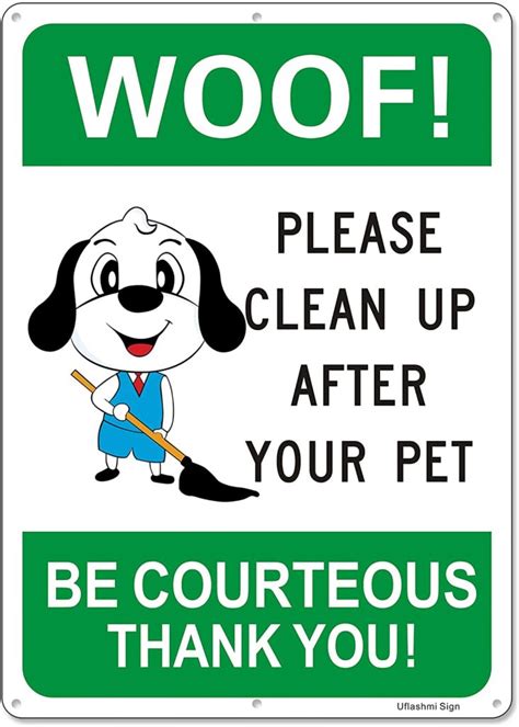 Uflashmi Woof Please Clean Up After Your Pet Sign Metal Pick Up Your