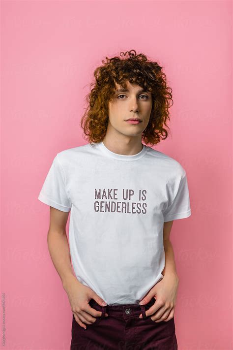 Make Up Is Genderless Tshirt On A Feminine Young Man Del Colaborador