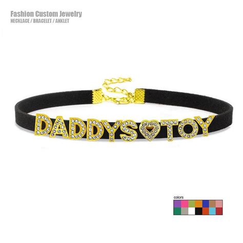 chokers sexy gold letters daddys toy collar choker necklace women men adult game cosplay custom