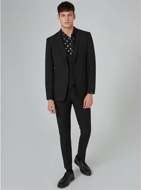 Black Textured Skinny Tuxedo Suit Topman Usa