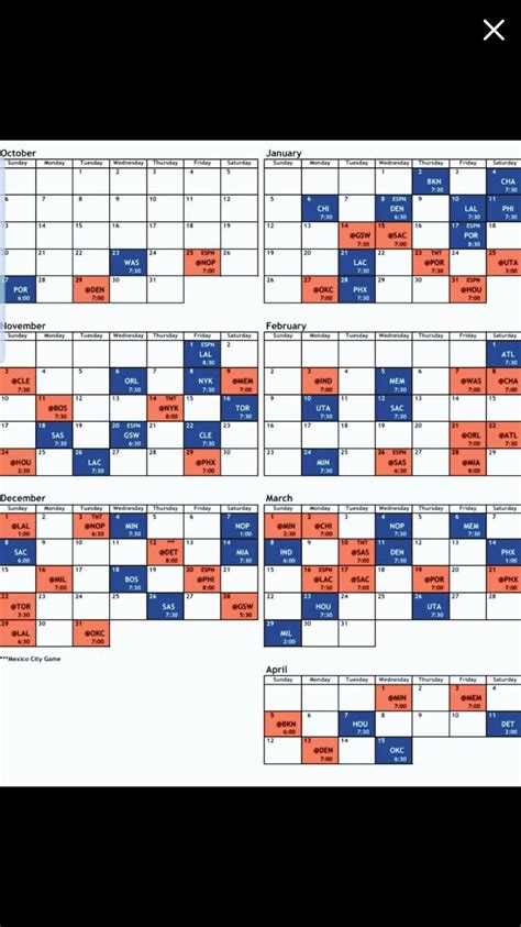 Dallas Mavericks Printable Schedule Dallas Mavericks Nba Game From