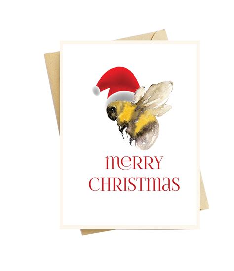 handmade santa bee christmas card bee lover bee cards cards etsy