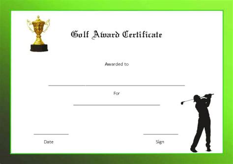Adorable Golf Certificates For Professional Players Free And Printable