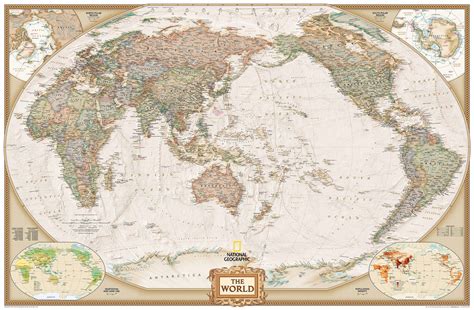 National Geographic World Classic Map Enlarged Lamina