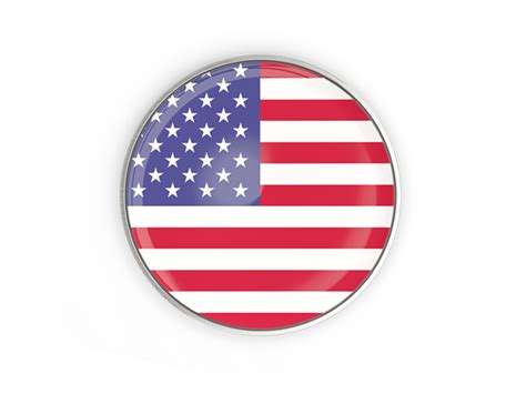 Round Button With Metal Frame Illustration Of Flag Of United States Of
