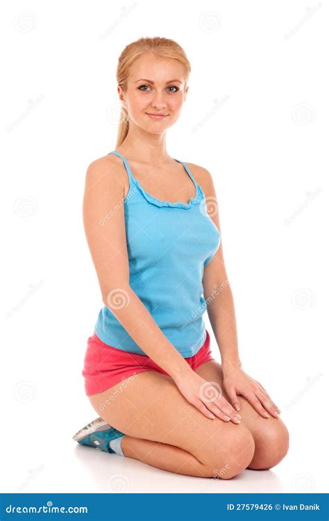 Beautiful Woman Sitting On Her Knees Royalty Free Stock Image Image