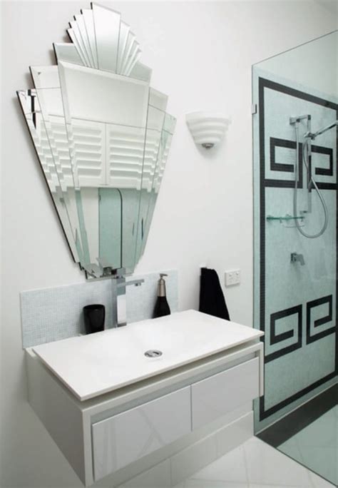 Edge of frame finished in black. How to Create an Art Deco Contemporary Bathroom - Love ...