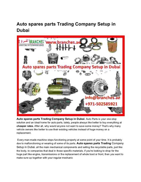 Auto Spare Parts Trading Companies In Dubai