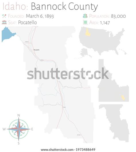 Large Detailed Map Bannock County Idaho Stock Vector Royalty Free