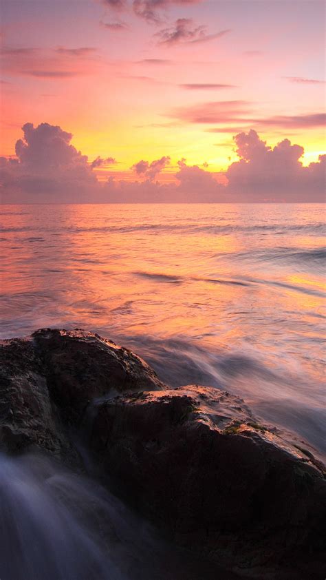 1080x1920 1080x1920 Seascape Sunset Water Rocks Ocean Hd For