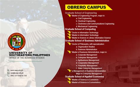 usep graduate program offerings ay 2021 2022 university of southeastern philippines