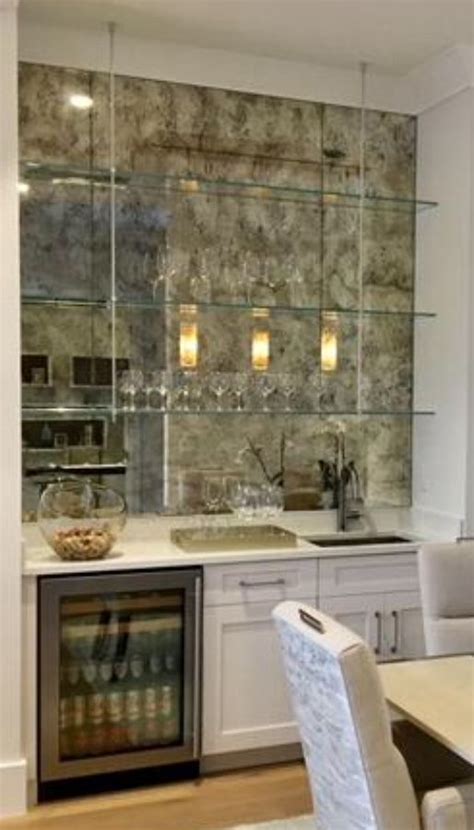 Antique Mirror Backsplash Bar Antique Mirror Wall Home Wet Bar Bars