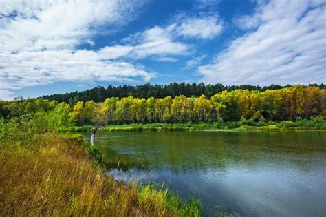 Autumn Landscape On The River Western Siberia Stock Image Image Of