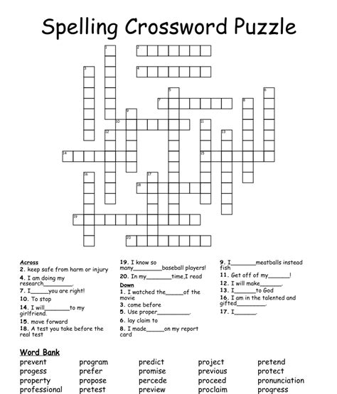 Spelling Crossword Puzzle Wordmint