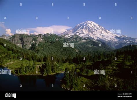 View Of Mount Rainier And Eunice Lake In Mt Rainier National Park