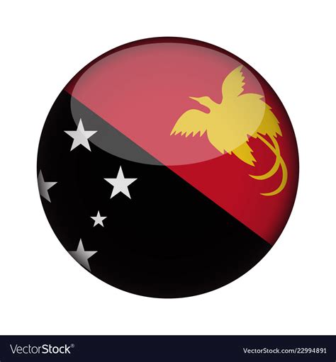 Papua New Guinea Flag In Glossy Round Button Of Vector Image