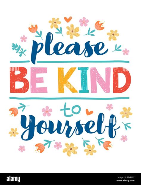 Please Be Kind To Yourself Vector Lettering Motivational Phrase