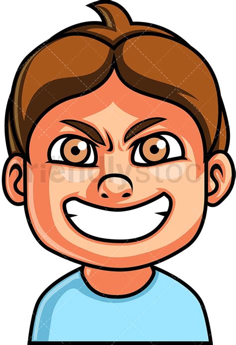 Little Boy Evil Face Cartoon Vector Clipart Friendlystock