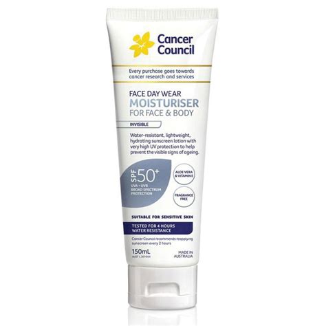 Cancer council sunglasses are fitted with category 3 lenses and comply with the mandatory requirements of the australian. Buy Cancer Council SPF 50+ Face & Body Moisturiser Water ...