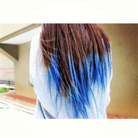 Blue Dip Dye With Brown Hair