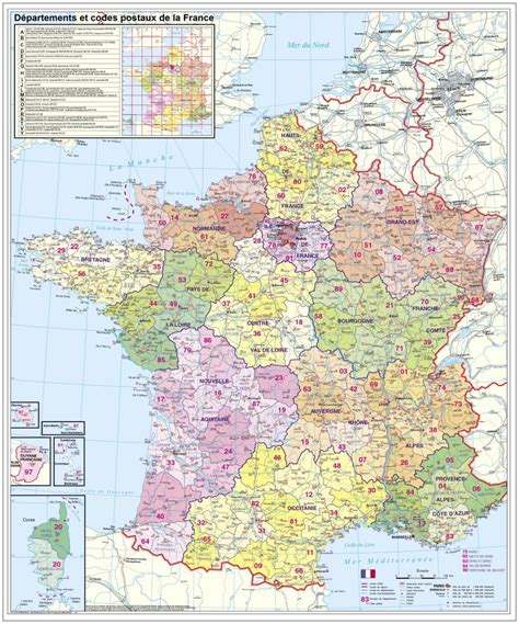 Die städte von frankreich auf der karte. Departementkarte (PLZ) Frankreich - Stiefel