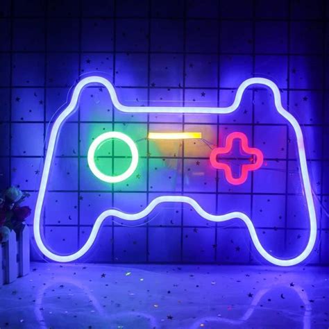 Jeu Neon Sign Gamepad Controller Neon Signs Gaming Appliques Murales