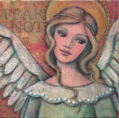 Original Mixed Media Folk Art Angel Painting Fear Not By Maggie Raguse