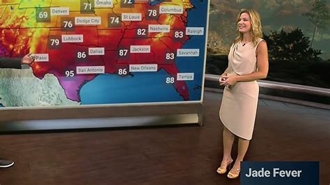 Jen Carfagno The Weather Channel 091721 Tan Dress Profile View
