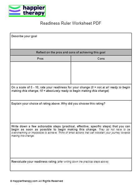 Readiness Ruler Worksheet Pdf Happiertherapy